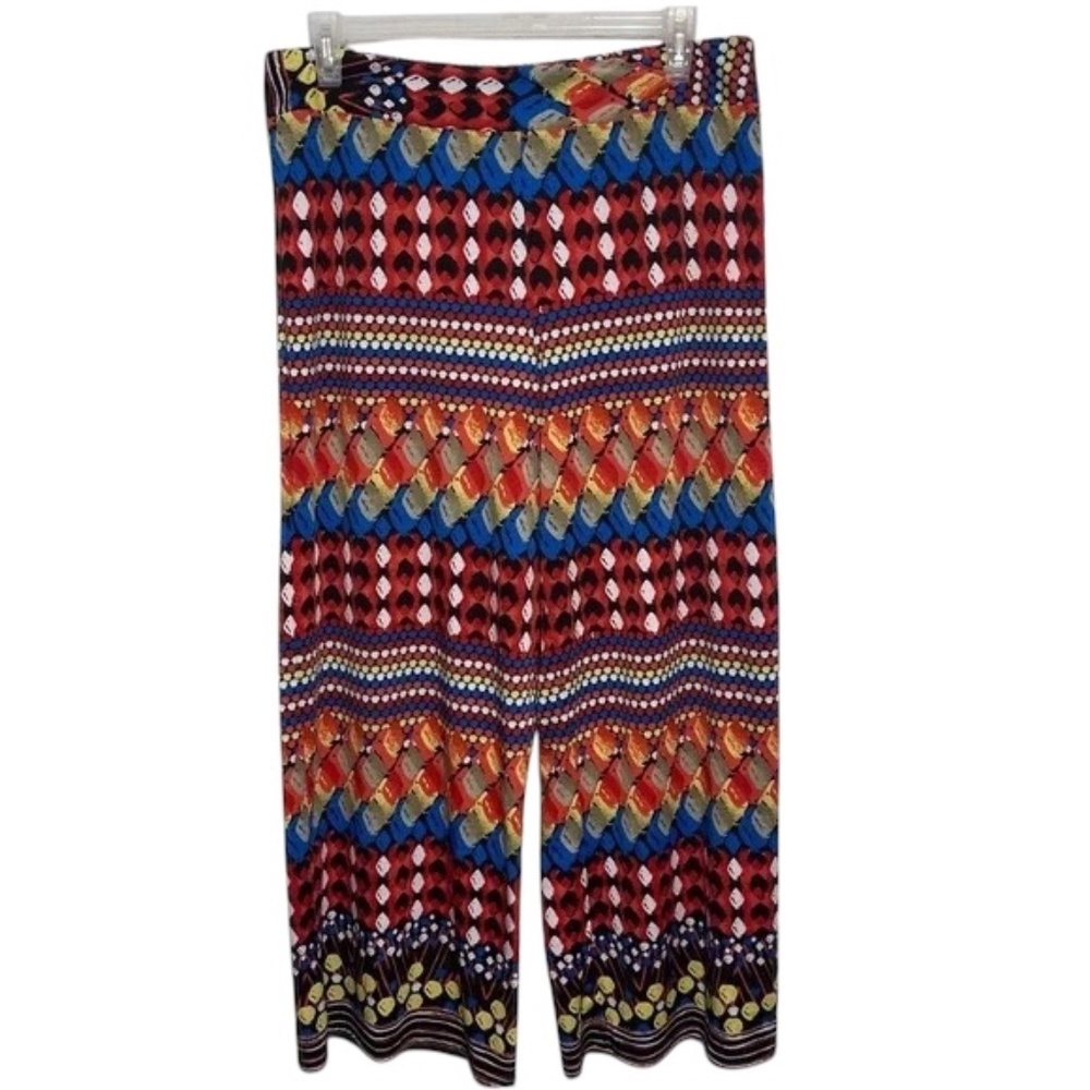Sharagano Women’s Boho Print Stretchy Palazzo Pants‎ Size Large